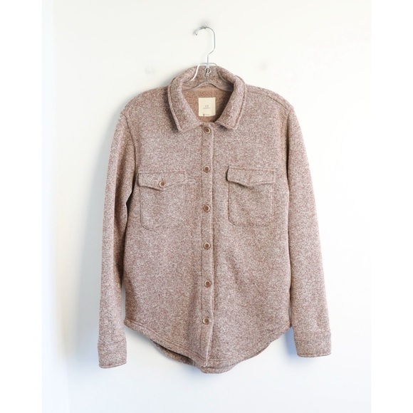 Thread & Supply Comfort Fleece Shirt Jacket Brown Shacket Cozy Knit thick S new - Picture 2 of 11